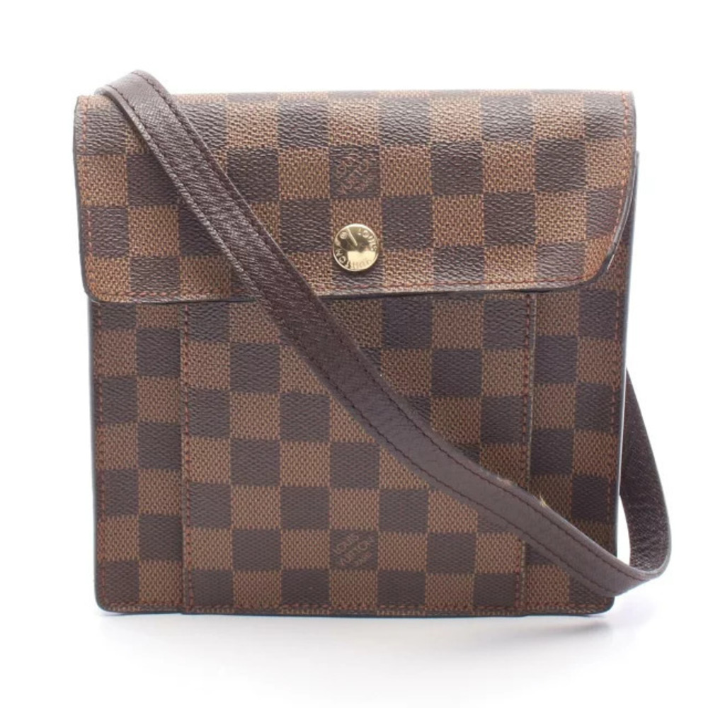 Louis Vuitton Pimlico Damier Canvas Leather Shoulder Bag Ebene Brown